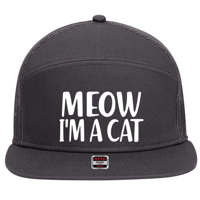 Funny Meow I'm A Cat Lazy Halloween Costume 7 Panel Mesh Trucker Snapback Hat