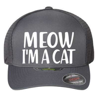 Funny Meow I'm A Cat Lazy Halloween Costume Flexfit Unipanel Trucker Cap