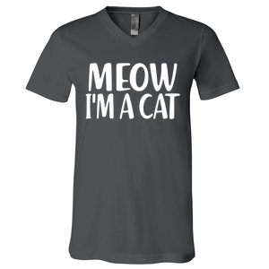 Funny Meow I'm A Cat Lazy Halloween Costume V-Neck T-Shirt