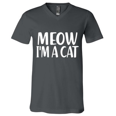 Funny Meow I'm A Cat Lazy Halloween Costume V-Neck T-Shirt