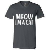 Funny Meow I'm A Cat Lazy Halloween Costume V-Neck T-Shirt