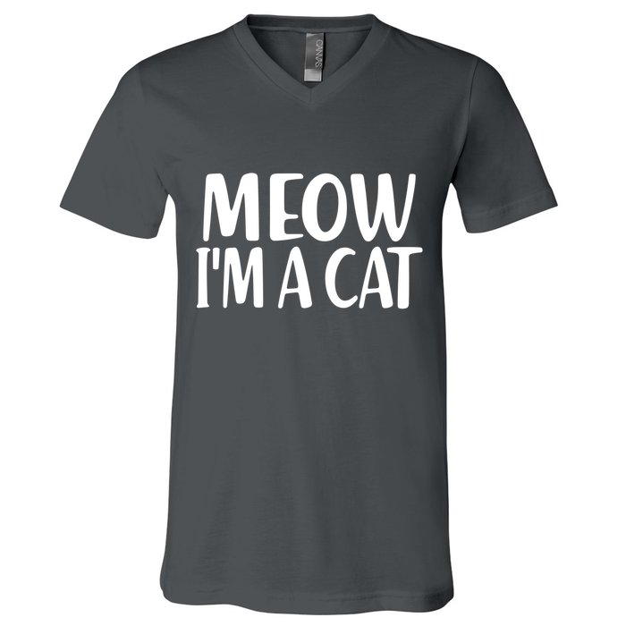 Funny Meow I'm A Cat Lazy Halloween Costume V-Neck T-Shirt