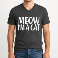 Funny Meow I'm A Cat Lazy Halloween Costume V-Neck T-Shirt