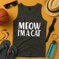 Funny Meow I'm A Cat Lazy Halloween Costume Tank Top
