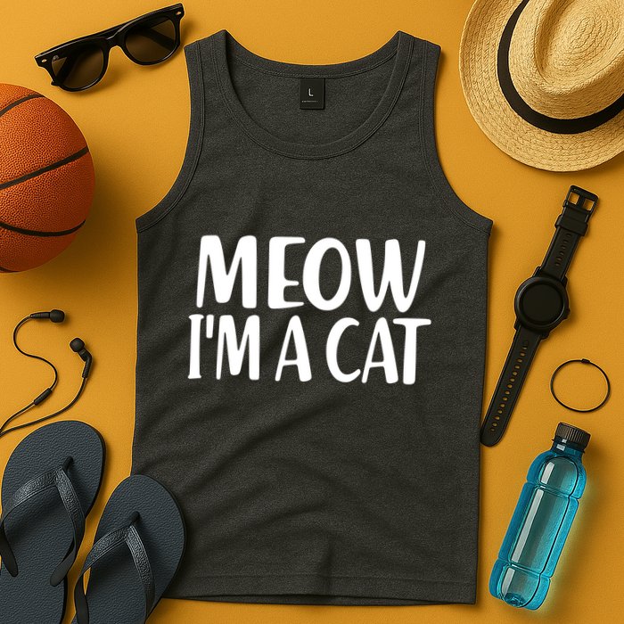 Funny Meow I'm A Cat Lazy Halloween Costume Tank Top
