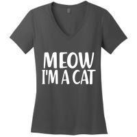 Funny Meow I'm A Cat Lazy Halloween Costume Women's V-Neck T-Shirt