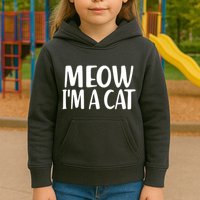 Funny Meow I'm A Cat Lazy Halloween Costume Kids Hoodie