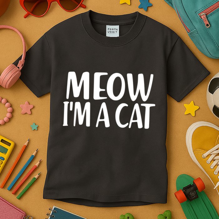 Funny Meow I'm A Cat Lazy Halloween Costume Kids T-Shirt