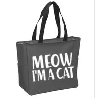 Funny Meow I'm A Cat Lazy Halloween Costume Zip Tote Bag