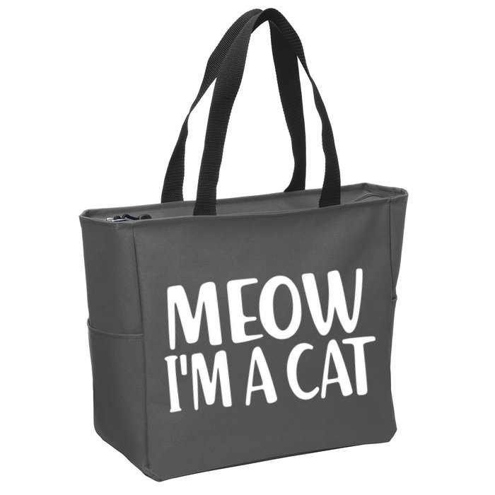 Funny Meow I'm A Cat Lazy Halloween Costume Zip Tote Bag