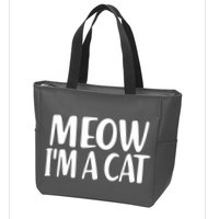 Funny Meow I'm A Cat Lazy Halloween Costume Zip Tote Bag