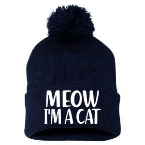 Funny Meow I'm A Cat Lazy Halloween Costume Pom Pom 12in Knit Beanie