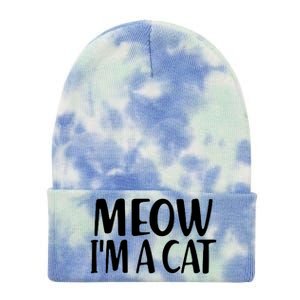 Funny Meow I'm A Cat Lazy Halloween Costume Tie Dye 12in Knit Beanie