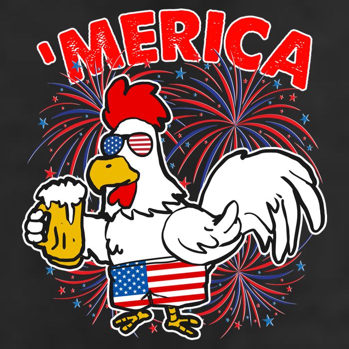 Funny Merica USA Rooster With Beer 7 Panel Mesh Trucker Snapback Hat