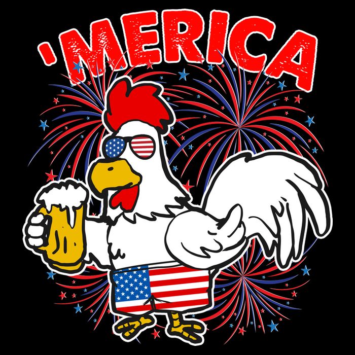 Funny Merica USA Rooster With Beer Cooling Performance Crew T-Shirt