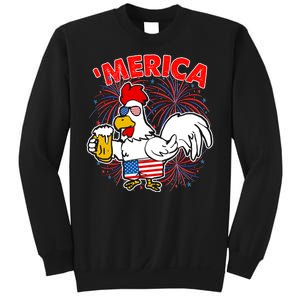 Funny Merica USA Rooster With Beer Sweatshirt