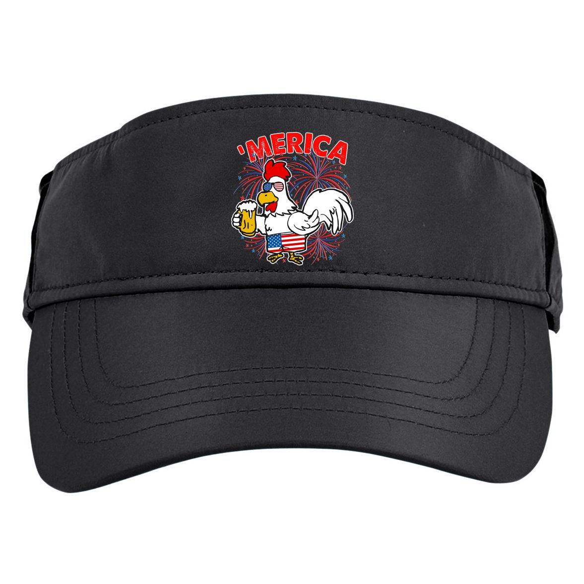 Funny Merica USA Rooster With Beer Adult Drive Performance Visor