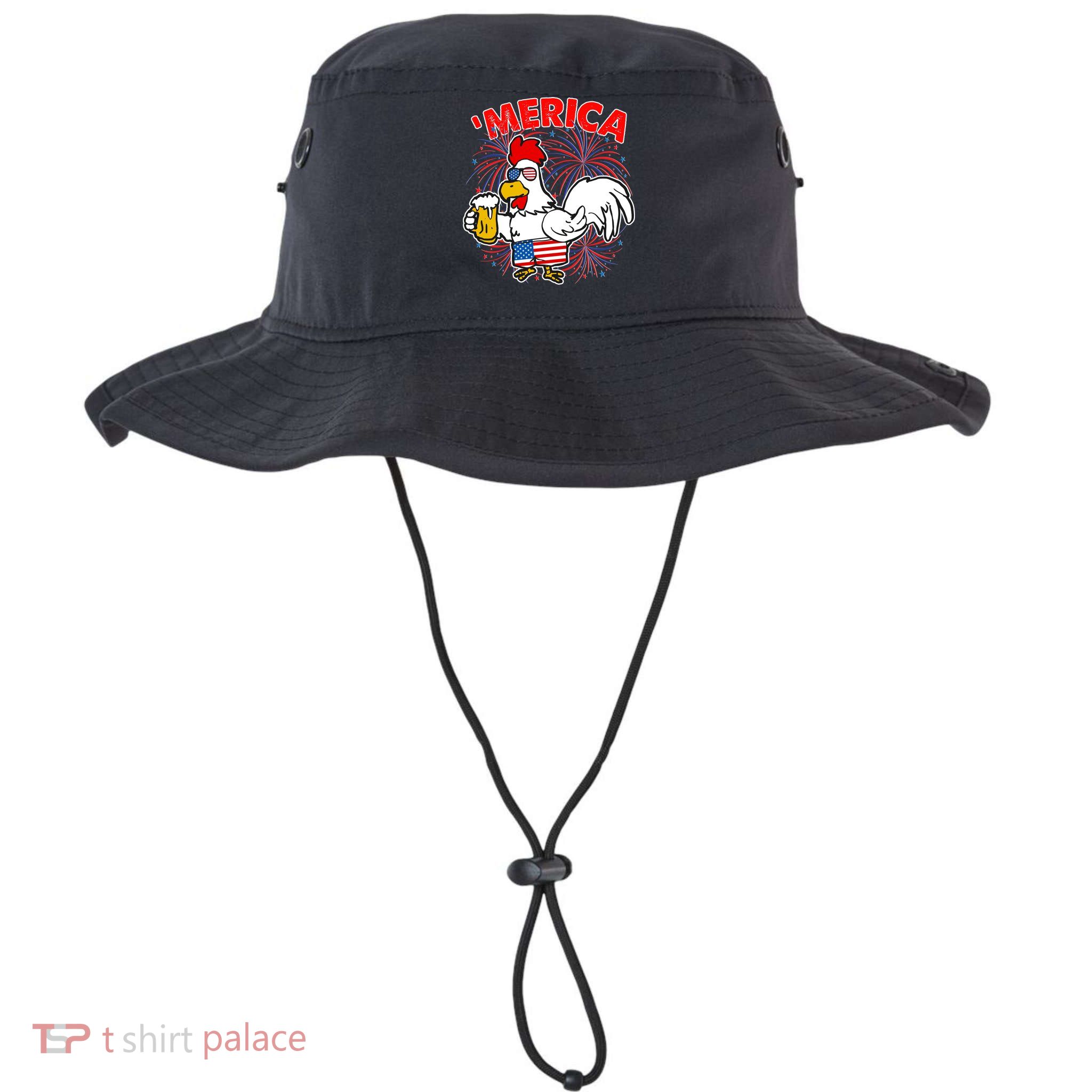 Funny Merica USA Rooster With Beer Bucket Hat