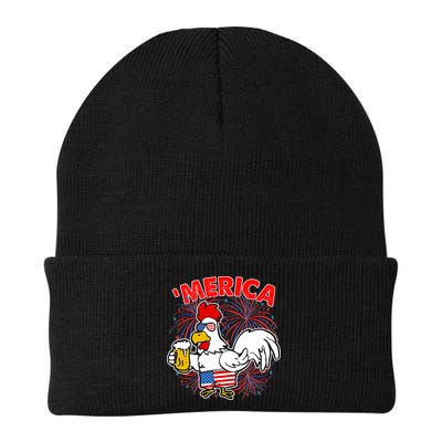 Funny Merica USA Rooster With Beer Beanie