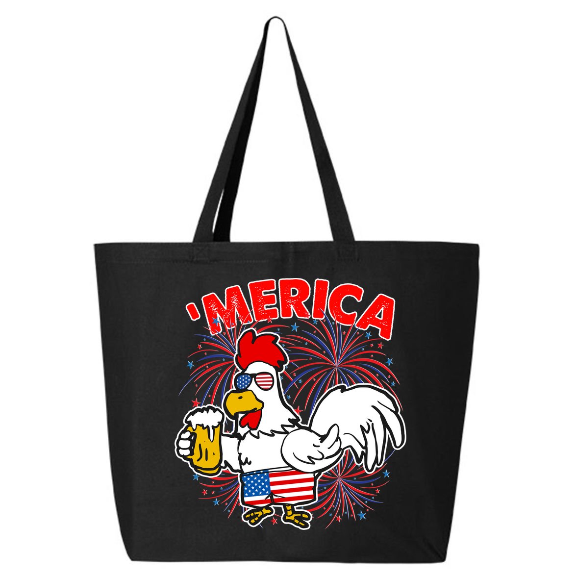 Funny Merica USA Rooster With Beer 25L Jumbo Tote