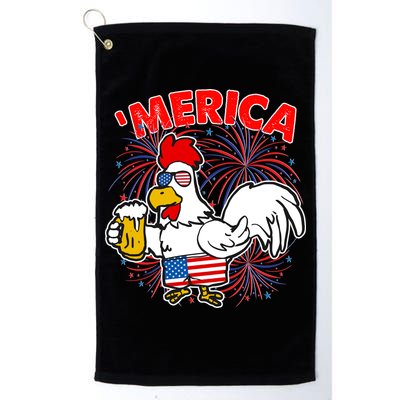 Funny Merica USA Rooster With Beer Golf Towel