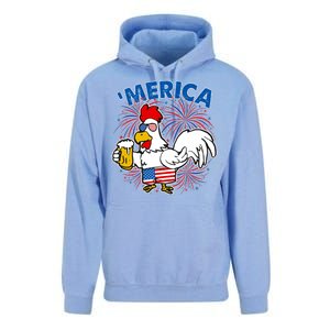 Funny Merica USA Rooster With Beer Unisex Surf Hoodie