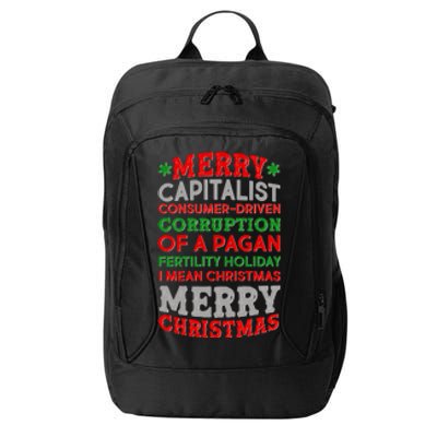 Funny Merry Capitalist Christmas City Backpack