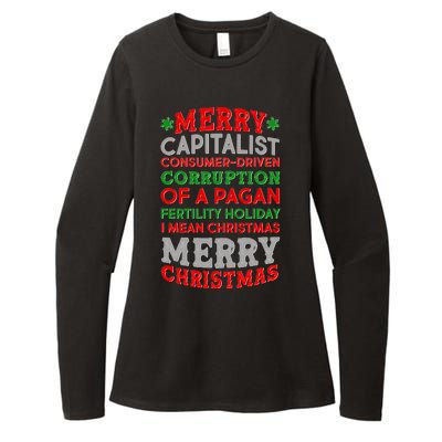 Funny Merry Capitalist Christmas Womens CVC Long Sleeve Shirt