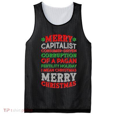 Funny Merry Capitalist Christmas Mesh Reversible Basketball Jersey Tank