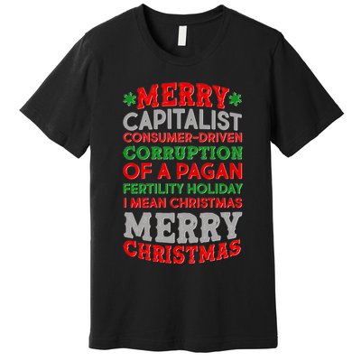 Funny Merry Capitalist Christmas Premium T-Shirt