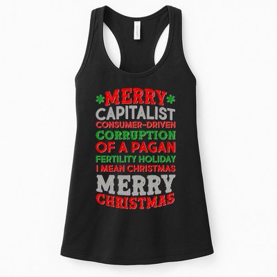 Funny Merry Capitalist Christmas Womens Tank Top