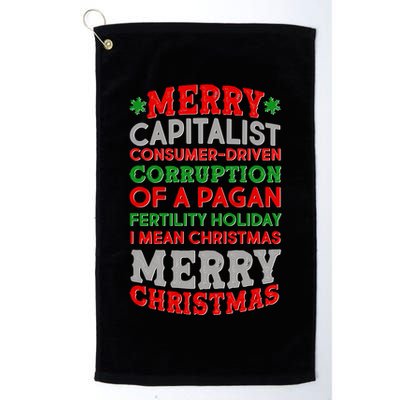 Funny Merry Capitalist Christmas Golf Towel