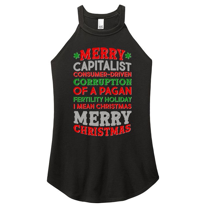 Funny Merry Capitalist Christmas Women's Perfect Tri Rocker Tank