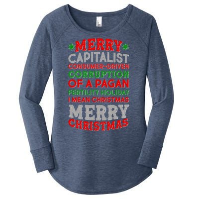 Funny Merry Capitalist Christmas Women's Perfect Tri Tunic Long Sleeve Shirt