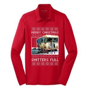 Funny Merry Christmas Shitters Full Ugly Christmas Sweater Silk Touch Performance Long Sleeve Polo