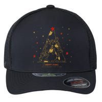 Funny Merry XMas and Happy Cat Year Christmas Tree Flexfit Unipanel Trucker Cap