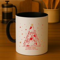 Funny Merry XMas and Happy Cat Year Christmas Tree Mug