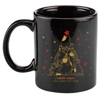 Funny Merry XMas and Happy Cat Year Christmas Tree 11oz C Handle Ceramic Mug