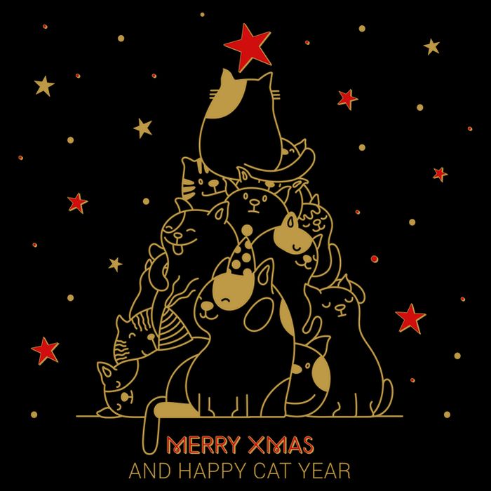 Funny Merry XMas and Happy Cat Year Christmas Tree 16 in Basic Backpack