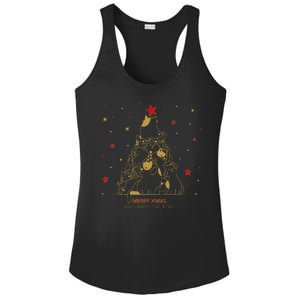 Funny Merry XMas and Happy Cat Year Christmas Tree Ladies PosiCharge Competitor Racerback Tank