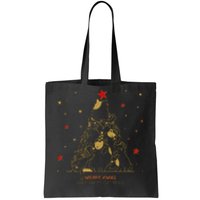 Funny Merry XMas and Happy Cat Year Christmas Tree Tote Bag