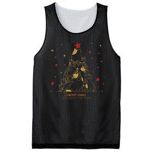 Funny Merry XMas and Happy Cat Year Christmas Tree Mesh Reversible Basketball Jersey Tank