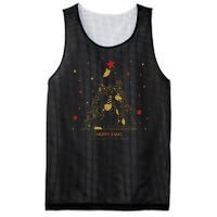 Funny Merry XMas and Happy Cat Year Christmas Tree Mesh Reversible Basketball Jersey Tank