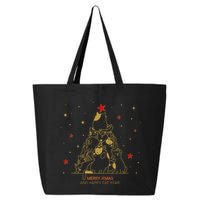 Funny Merry XMas and Happy Cat Year Christmas Tree 25L Jumbo Tote