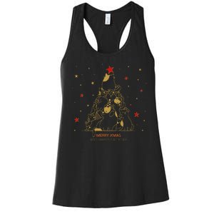 Funny Merry XMas and Happy Cat Year Christmas Tree Women's Racerback Tank