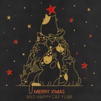 Funny Merry XMas and Happy Cat Year Christmas Tree Trucker Hat