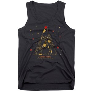 Funny Merry XMas and Happy Cat Year Christmas Tree Tank Top