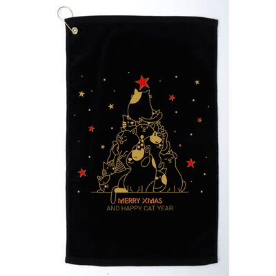Funny Merry XMas and Happy Cat Year Christmas Tree Golf Towel