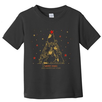 Funny Merry XMas and Happy Cat Year Christmas Tree Toddler T-Shirt
