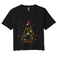 Funny Merry XMas and Happy Cat Year Christmas Tree Crop Top